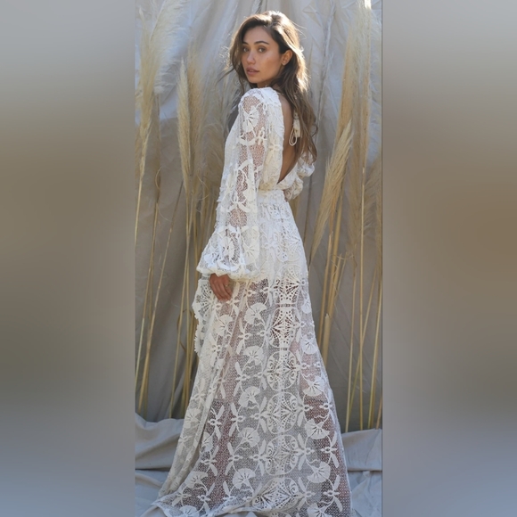 Jen's Pirate Booty Reflection Lapis Lace Maxi Dress Cream/Natural - Picture 2 of 16